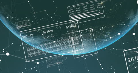 Digital Earth Interface with Rotating Data Visuals from Space