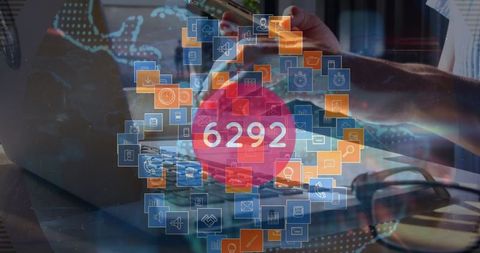 Digital Interface with 6292 Displayed at Modern Office Desk