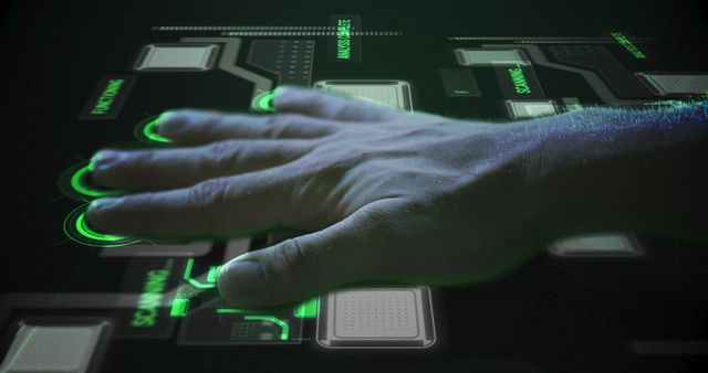 Hand Scanning on Futuristic Biometric Screen - Download Free Stock Images Pikwizard.com