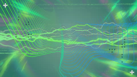 Abstract Digital Interference with Moving Waveforms and Shapes