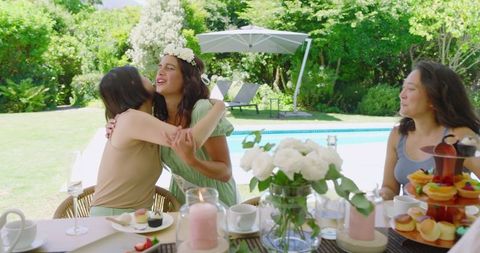 Friends Enjoying Garden Party Celebrating Special Occasion