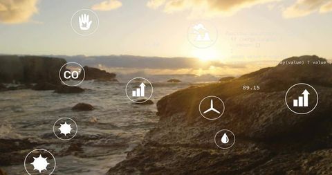 Digital Symbols Enhancing Coastal Dusk Scenery with Environmental Comparisons