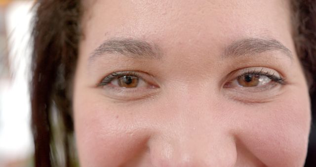 Close-up of Smiling Woman's Eyes and Eyebrows - Download Free Stock Images Pikwizard.com