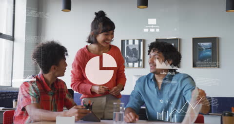 Diverse Team Collaborating with Financial Data Visualizations