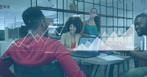 Diverse Team Collaborating on Digital Project with Analytics