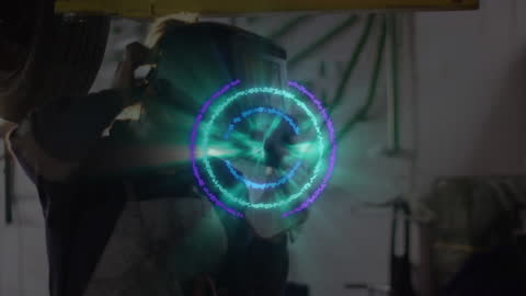 Schoolchildren Engaging with Futuristic Global Data Interface