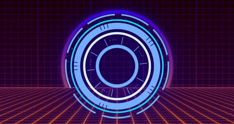 Futuristic Target Interface with Scanning Animation over Grid