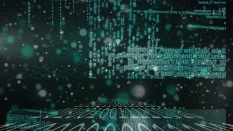 Digital Code Animation with Futuristic Data Flow and Network