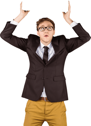Caucasian Businessman Holding Virtual Object on Transparent Background - Download Free Stock Videos Pikwizard.com