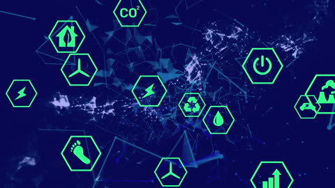 Sustainable Energy Icons with Geometric Network Animation