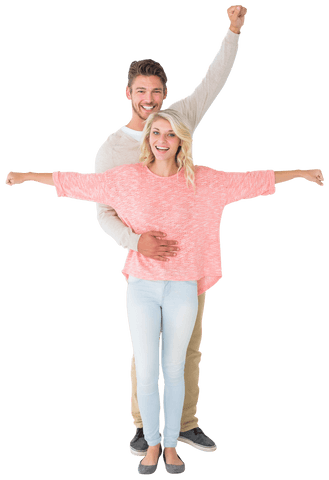 Attractive Couple Cheering in Transparent Format