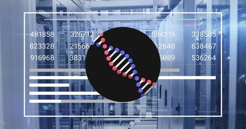 Digital DNA Strand Over Computer Servers Concept