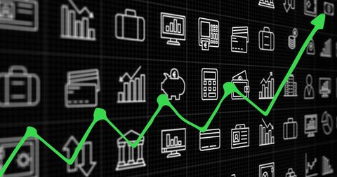 Green Financial Growth Chart Over Futuristic Icons - Download Free Stock Images Pikwizard.com