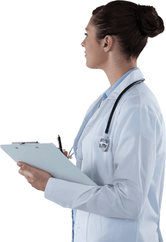 Transparent Background: Female Doctor Holding Clipboard For Healthcare Design - Download Free Stock Videos Pikwizard.com