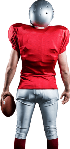 Transparent Rear View of American Football Player Holding Ball