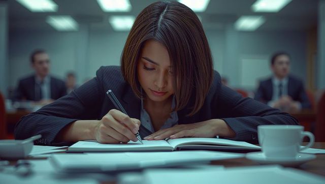 Female Professional Writing Notes at Business Conference