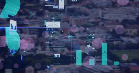Data Processing Elements Overlaying Urban Cityscape - Download Free Stock Images Pikwizard.com