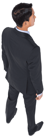 Focused Biracial Businessman with Confident Stance on Transparent Background