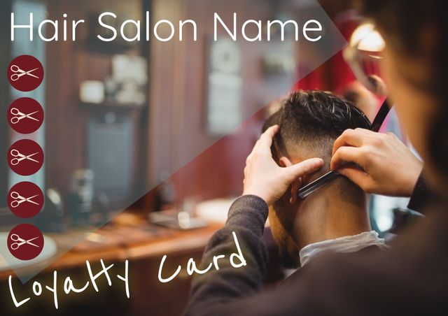 Hair Salon Loyalty Card with Haircut Concept Design - Download Free Stock Templates Pikwizard.com