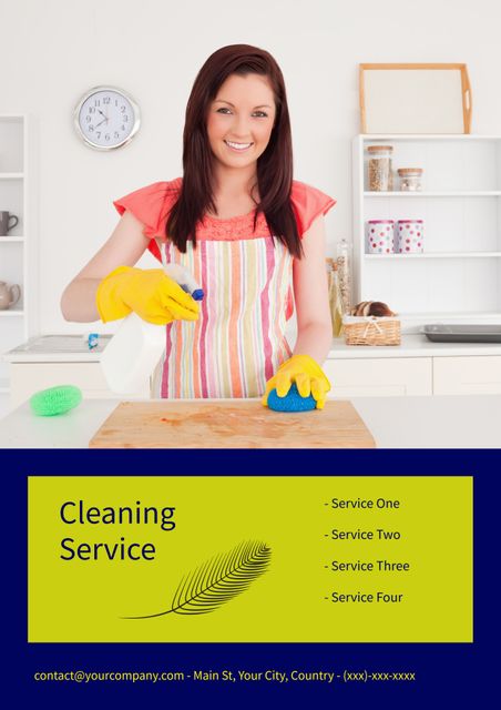 Professional Cleaning Service Promotion with Smiling Woman - Download Free Stock Templates Pikwizard.com