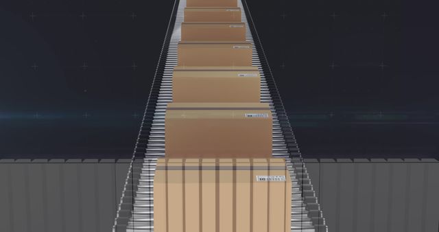 Statistics Overlay on Cardboard Boxes on Conveyor Belt - Download Free Stock Images Pikwizard.com