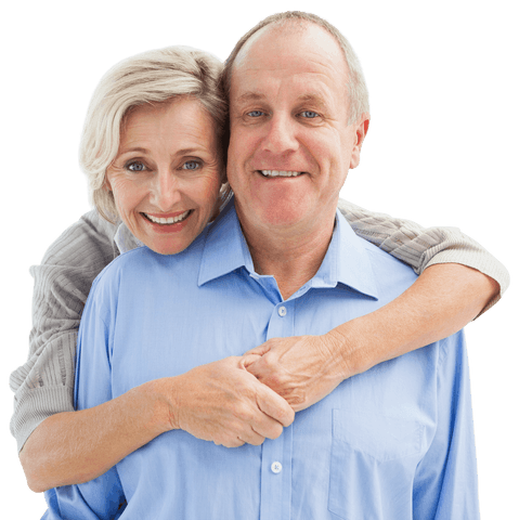 Joyful Mature Couple Embracing with Transparent Background