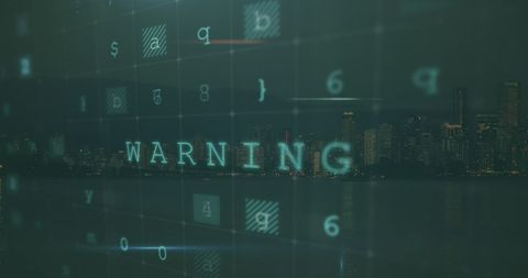 Digital Security Warning Over Urban Backdrop - Download Free Stock Images Pikwizard.com