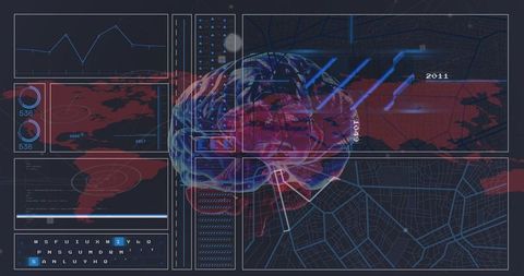 digital brain with global data visualization overlay - Download Free Stock Images Pikwizard.com