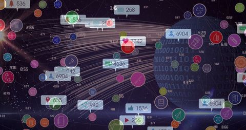 Digital Global Network with Social Media Icons Transparent Overlay - Download Free Stock Images Pikwizard.com