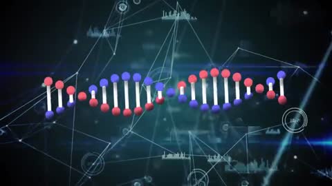 Futuristic DNA Helix with Data Visualization