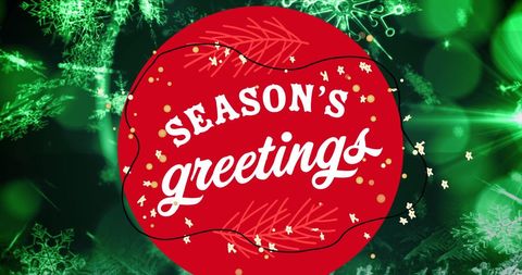 Vibrant christmas greeting with snowflakes and red ornament