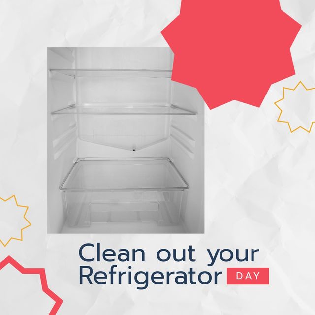 Illustration depicting Clean Out Your Refrigerator Day highlights the importance of cleanliness and organization in the kitchen. Suitable for promoting household tips, food storage maintenance, and cleanliness reminders. Could be used in blogs, social media posts, and awareness campaigns around home upkeep.