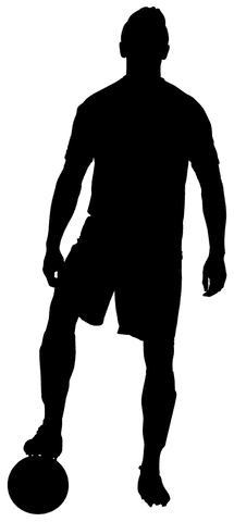Transparent Silhouette of Footballer Holding Soccer Ball
