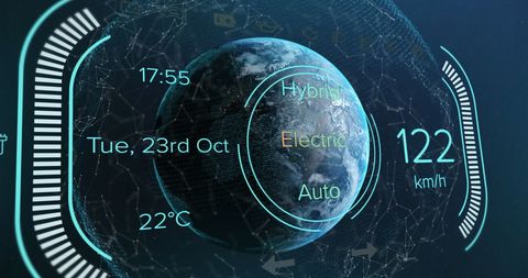 Futuristic Car Interface with Global Network and EV Data - Download Free Stock Images Pikwizard.com