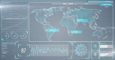 High-Tech Global Map with COVID-19 Data Analysis - Download Free Stock Images Pikwizard.com