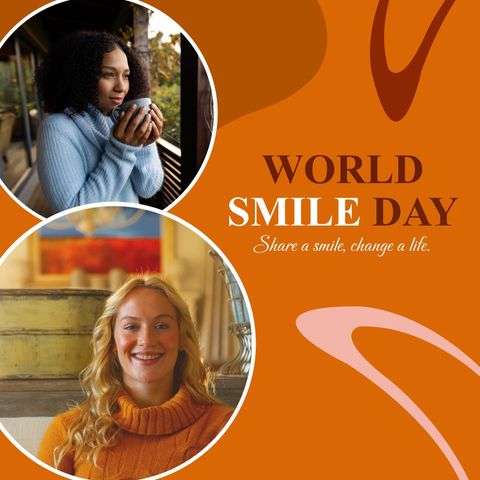 world smile day with diverse women smiling on earth tone background - Download Free Stock Templates Pikwizard.com