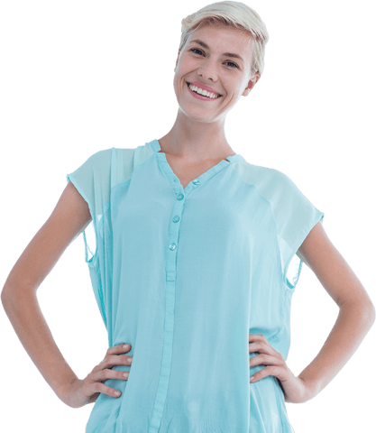 Happy Caucasian Woman Smiling on Transparent Background
