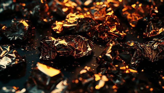 Abstract Metallic Foil with Warm Orange Highlights