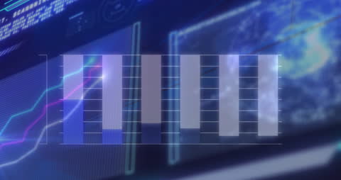 Digital Data Processing on Blue Background Interface