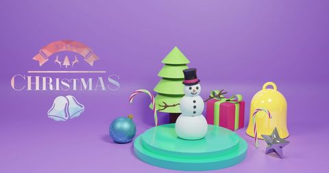 Festive Christmas Decorations on Vibrant Purple Backdrop