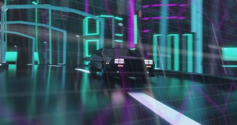 Futuristic Car Driving in Digital Cityscape - Download Free Stock Images Pikwizard.com