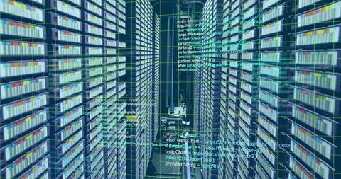 Digital Code Overlay on Data Servers in High-Tech Data Center - Download Free Stock Images Pikwizard.com