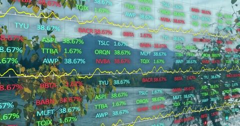 Digital Analytics Display Over Serene Lake Interface
