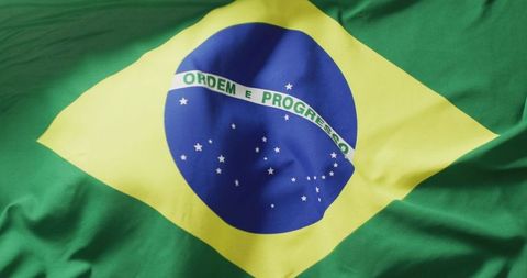 Brazilian national flag with green, yellow, and blue colors