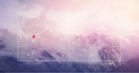 Football Strategy Overlay on Majestic Mountain Landscape