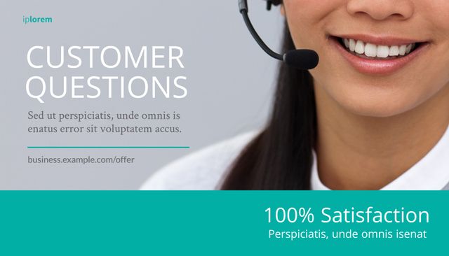 Smiling Customer Support Representative with Headset Assisting Clients - Download Free Stock Templates Pikwizard.com