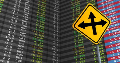 Market Trends Analysis with Crossroad Sign Concept