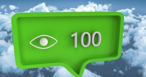 Social Media Views Icon Against Blue Sky and Clouds