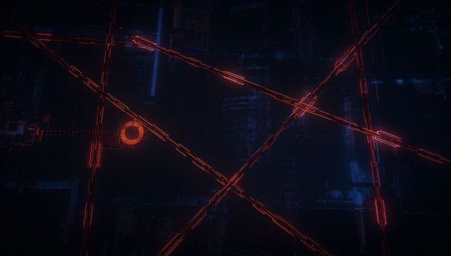 Futuristic Digital Circuit with Star Design on Dark Interface