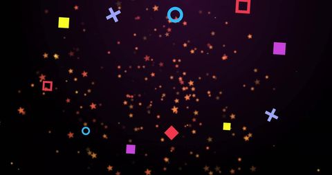 Colorful Geometric Shapes on Black Starry Background - Download Free Stock Images Pikwizard.com